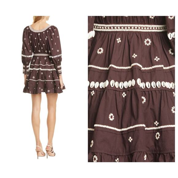 NWT ULLA JOHNSON Adama Beaded Long Sleeve Minidress Size 4 - Picture 2 of 9